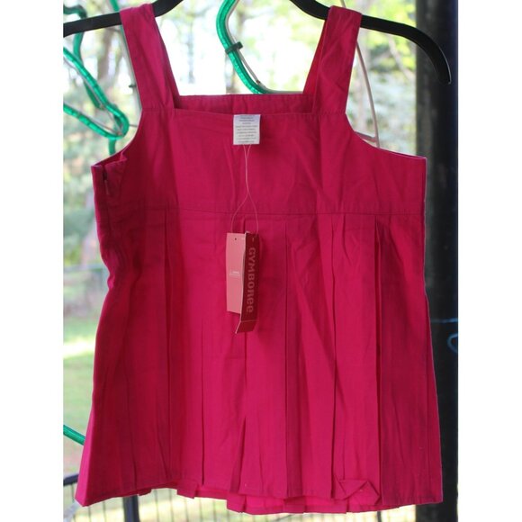 NEW 2007 Gymboree Candy Apple Pink Shirt sz 9 Pleated Tank Top Flower Rhinestone - Picture 3 of 9
